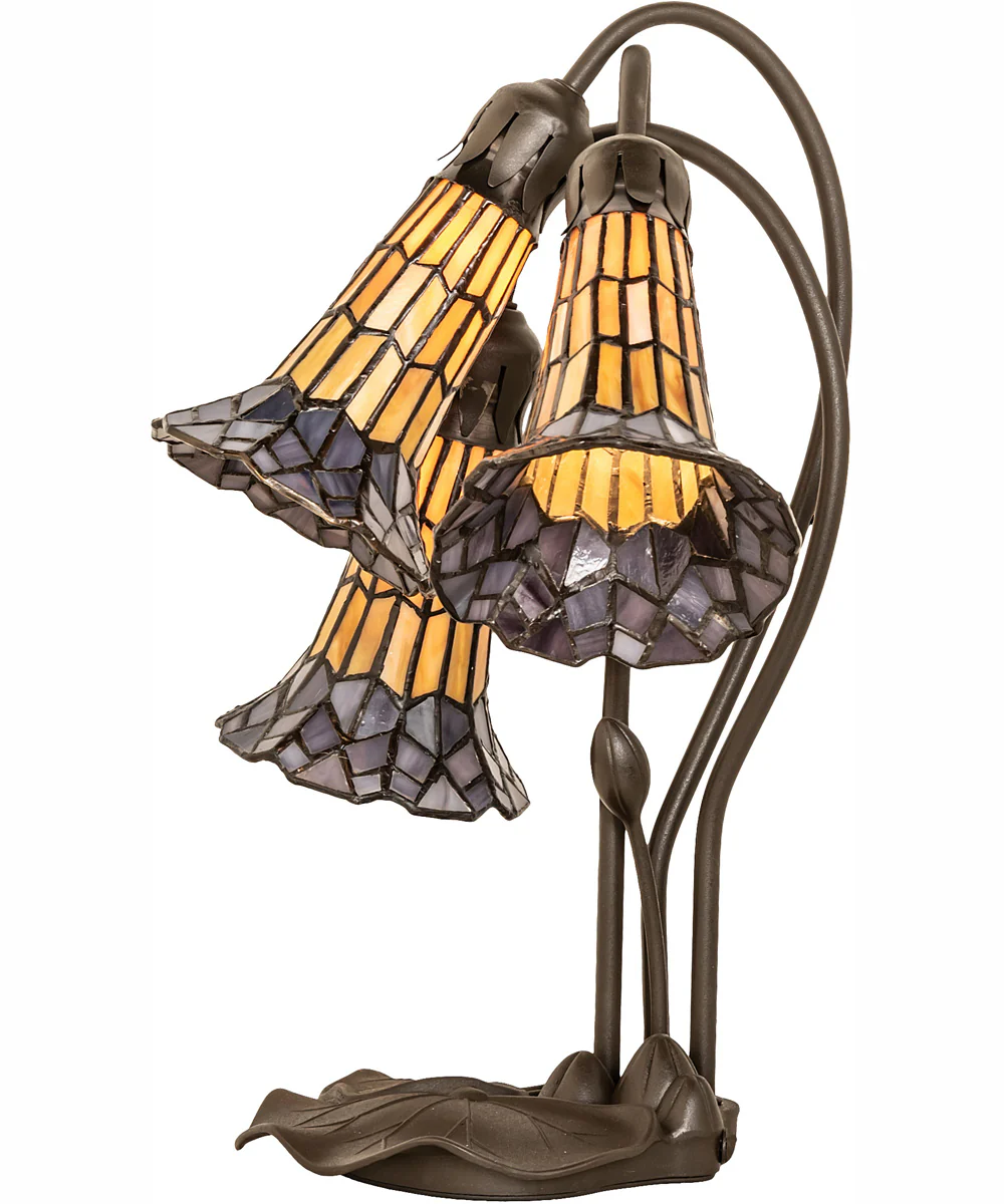 16" High Stained Glass Pond Lily 3 Light Accent Lamp - Image 6