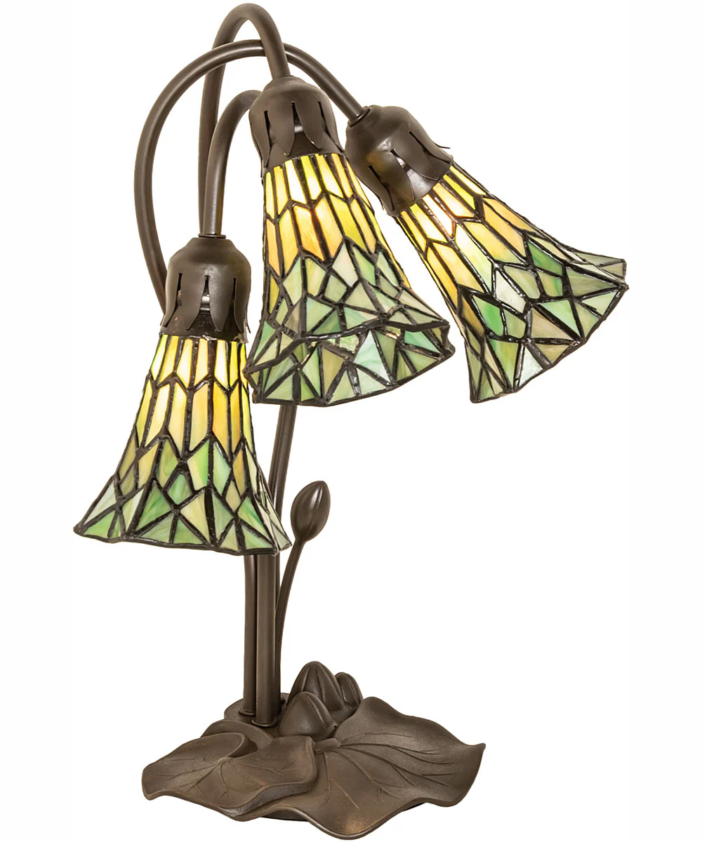 16" High Stained Glass Pond Lily 3 Light Accent Lamp - Image 2