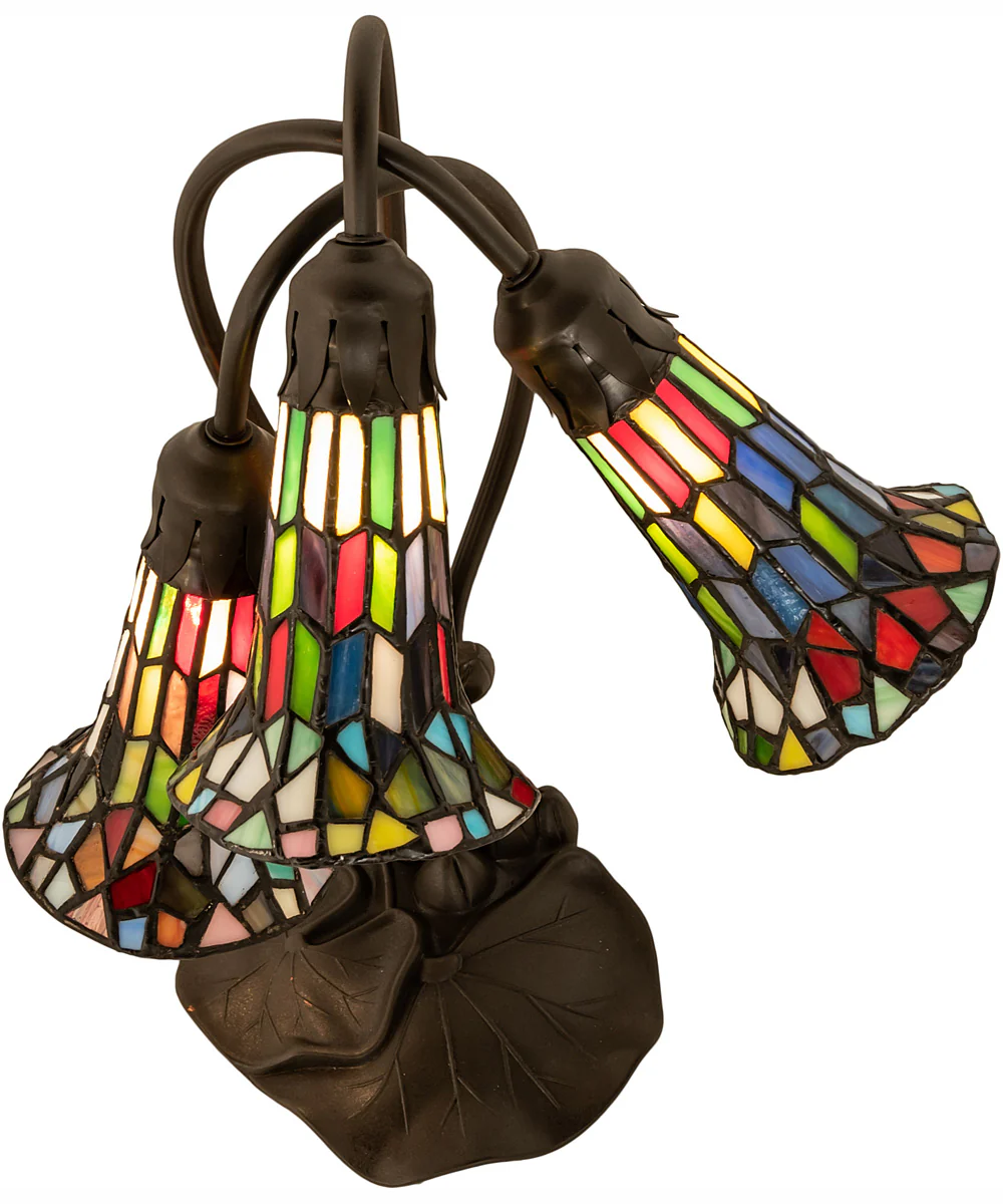 16" High Stained Glass Pond Lily 3 Light Accent Lamp - Image 3