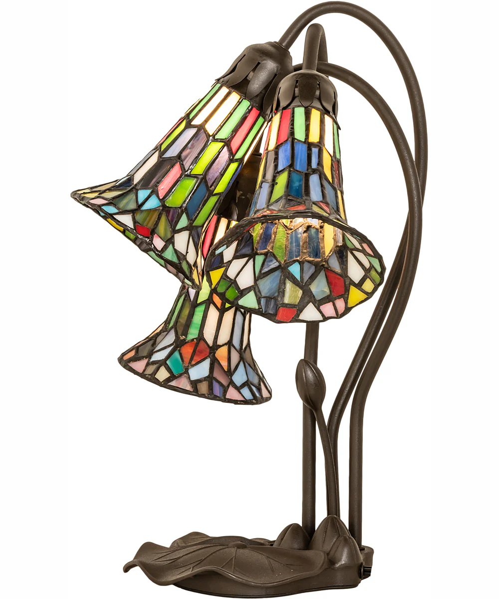 16" High Stained Glass Pond Lily 3 Light Accent Lamp - Image 5