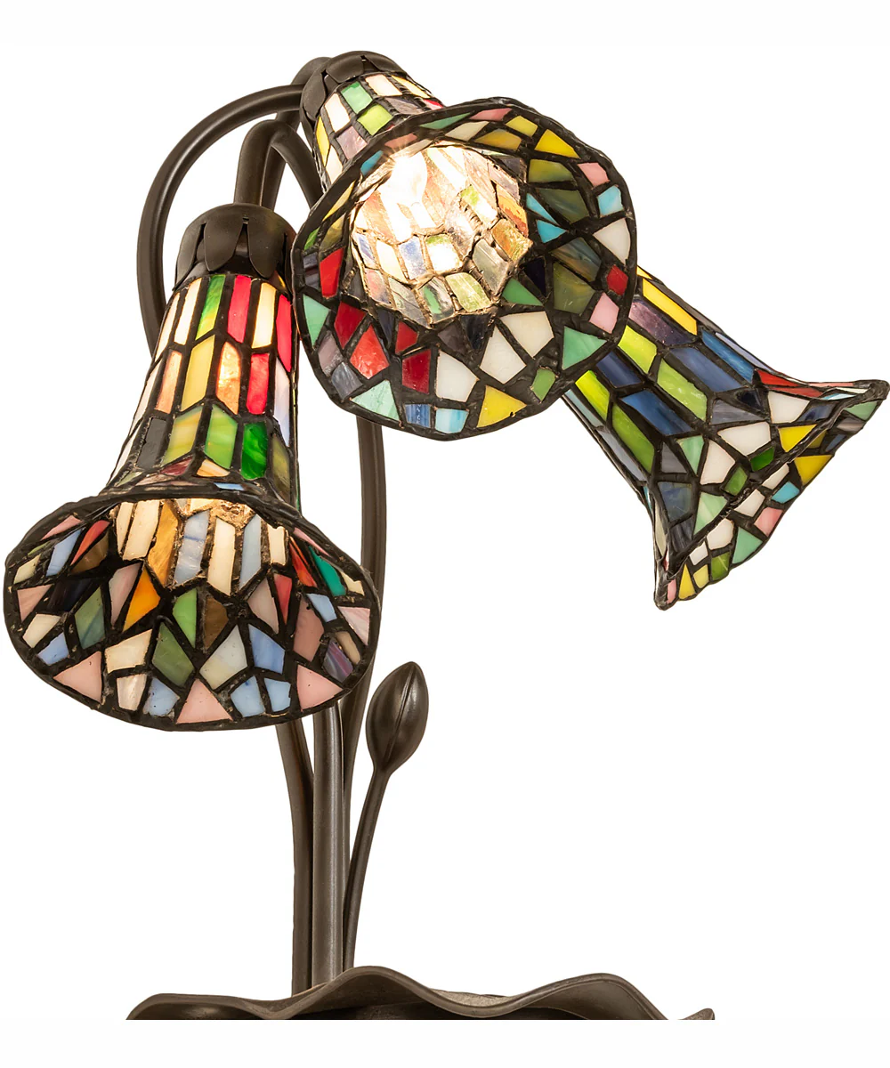 16" High Stained Glass Pond Lily 3 Light Accent Lamp - Image 6