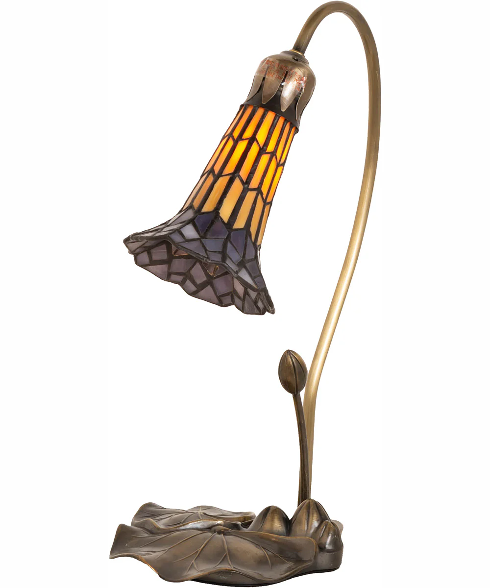 16" High Stained Glass Pond Lily Accent Lamp