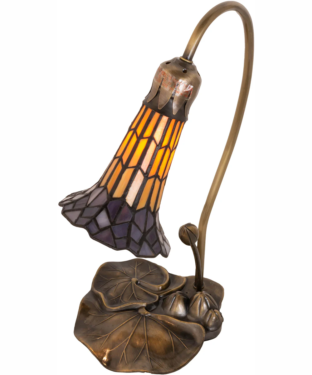 16" High Stained Glass Pond Lily Accent Lamp - Image 4