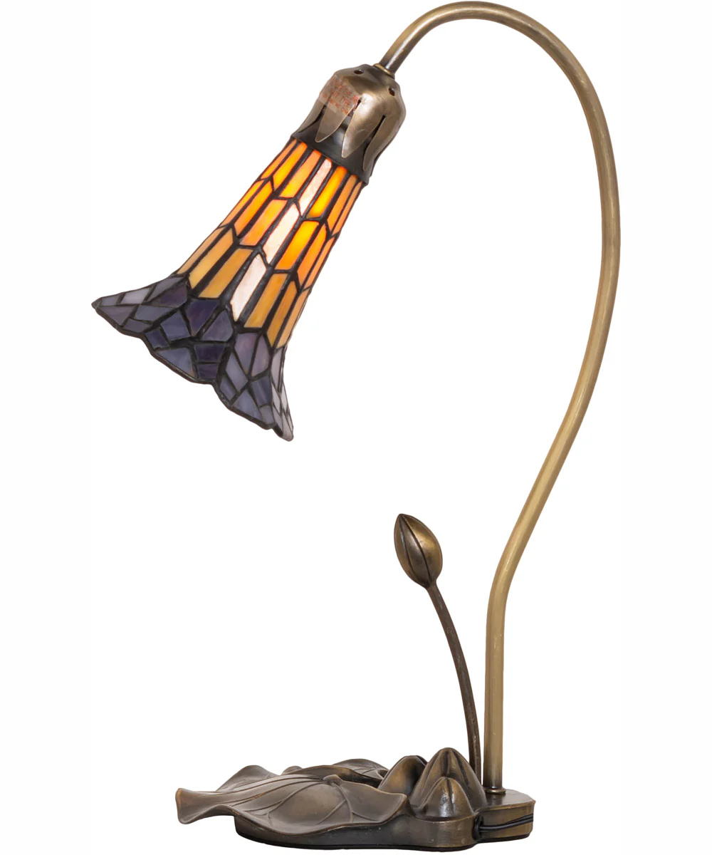 16" High Stained Glass Pond Lily Accent Lamp - Image 6