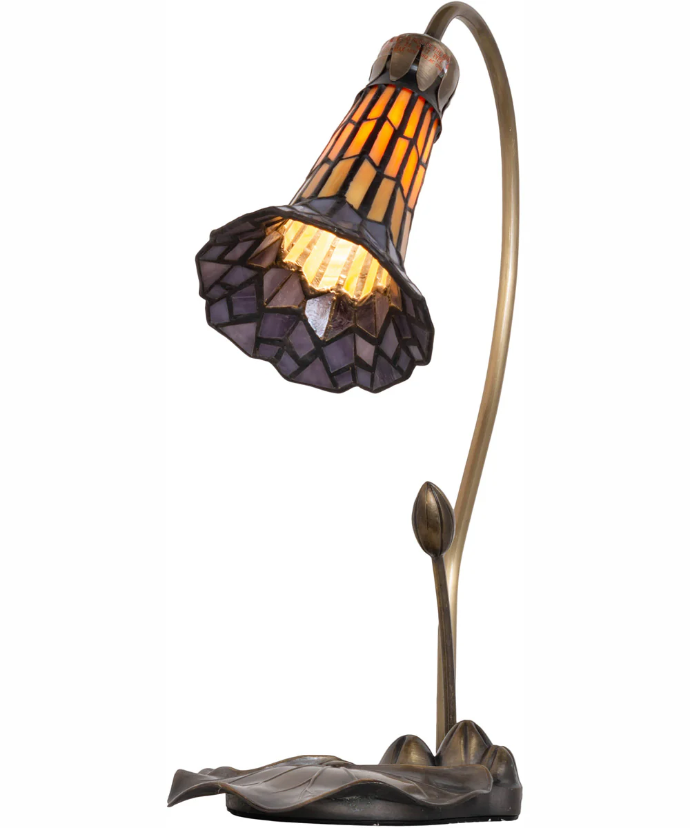 16" High Stained Glass Pond Lily Accent Lamp - Image 7