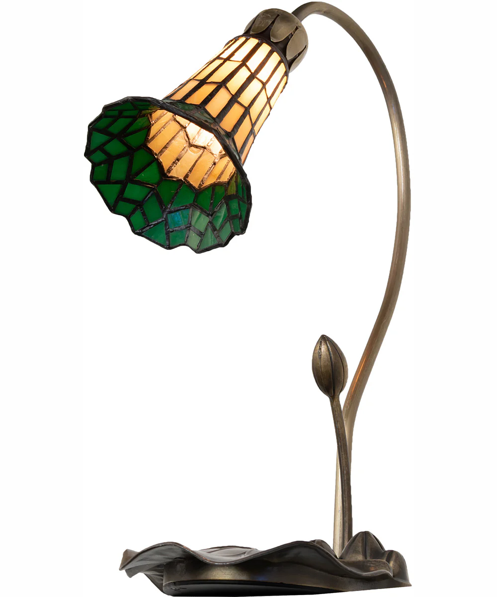 16" High Stained Glass Pond Lily Accent Lamp - Image 6