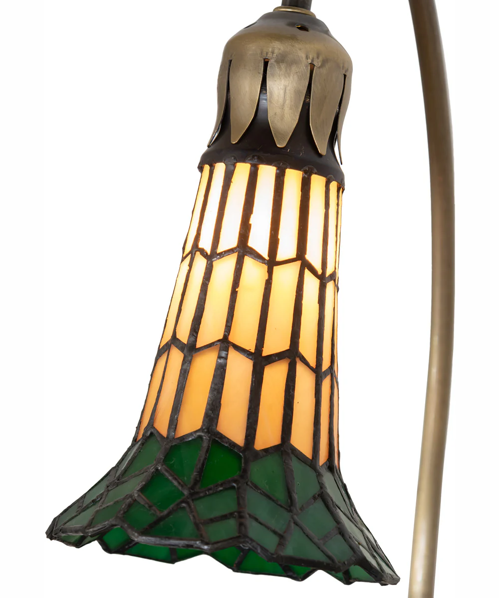 16" High Stained Glass Pond Lily Accent Lamp - Image 8