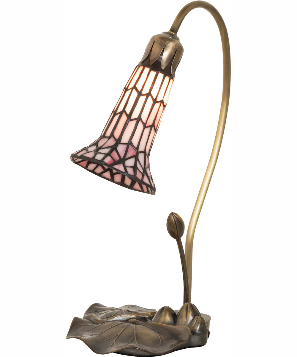 16" High Stained Glass Pond Lily Accent Lamp - Image 2