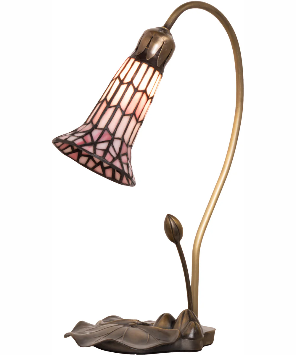 16" High Stained Glass Pond Lily Accent Lamp - Image 5