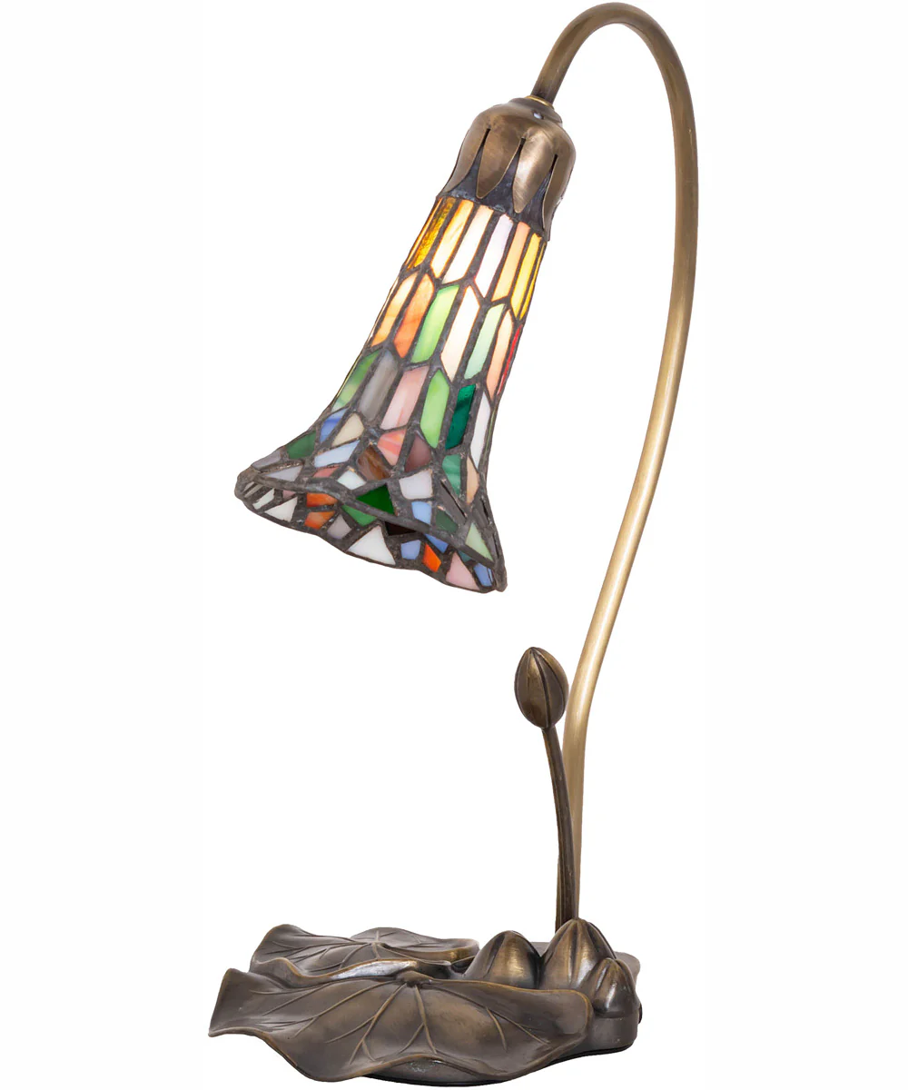 16" High Stained Glass Pond Lily Accent Lamp - Image 2