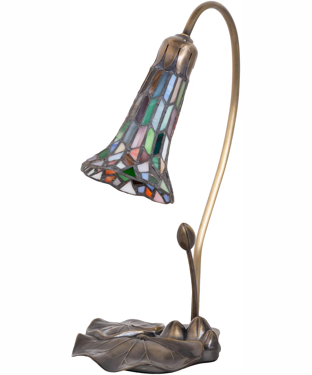16" High Stained Glass Pond Lily Accent Lamp - Image 3
