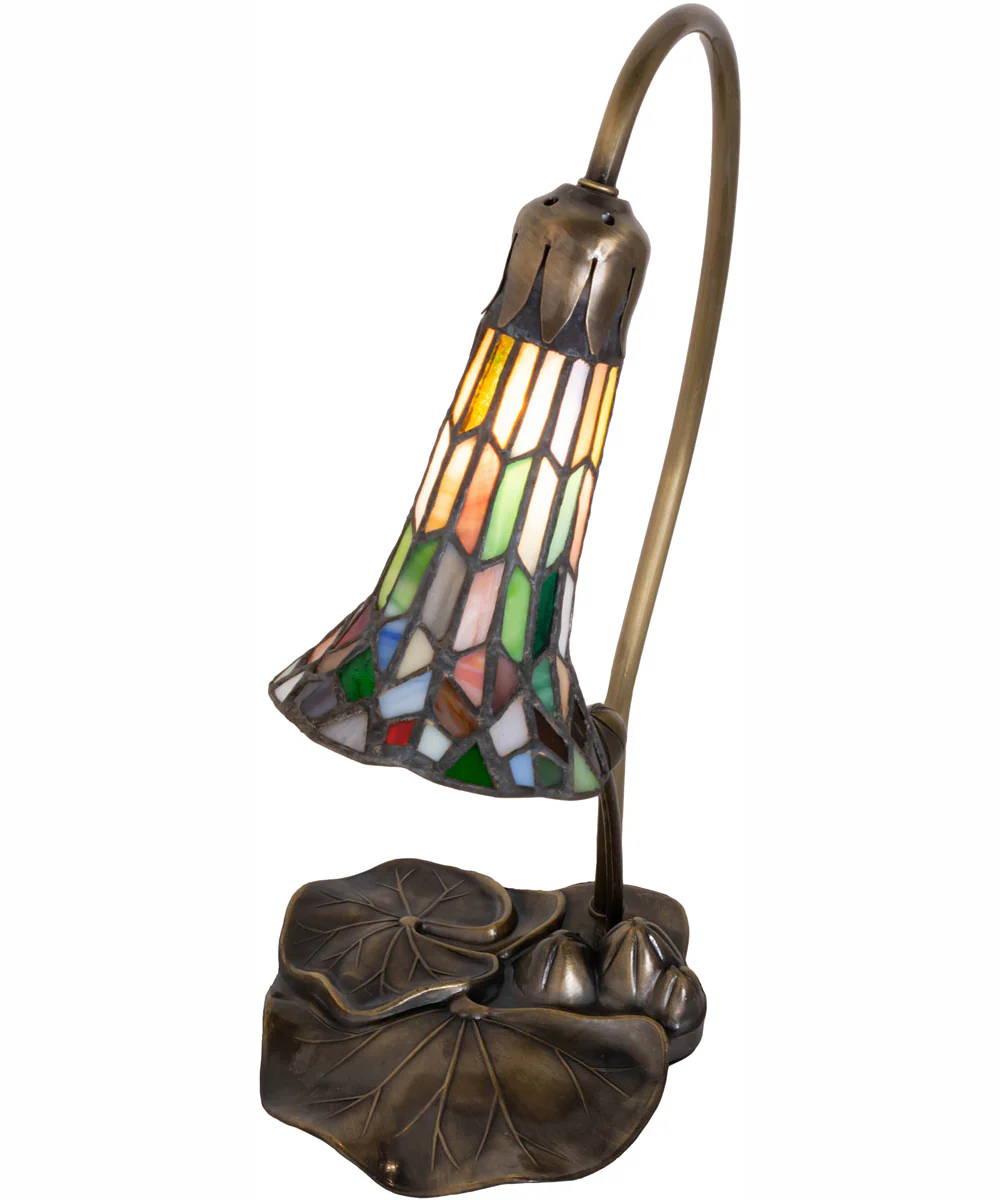 16" High Stained Glass Pond Lily Accent Lamp - Image 4