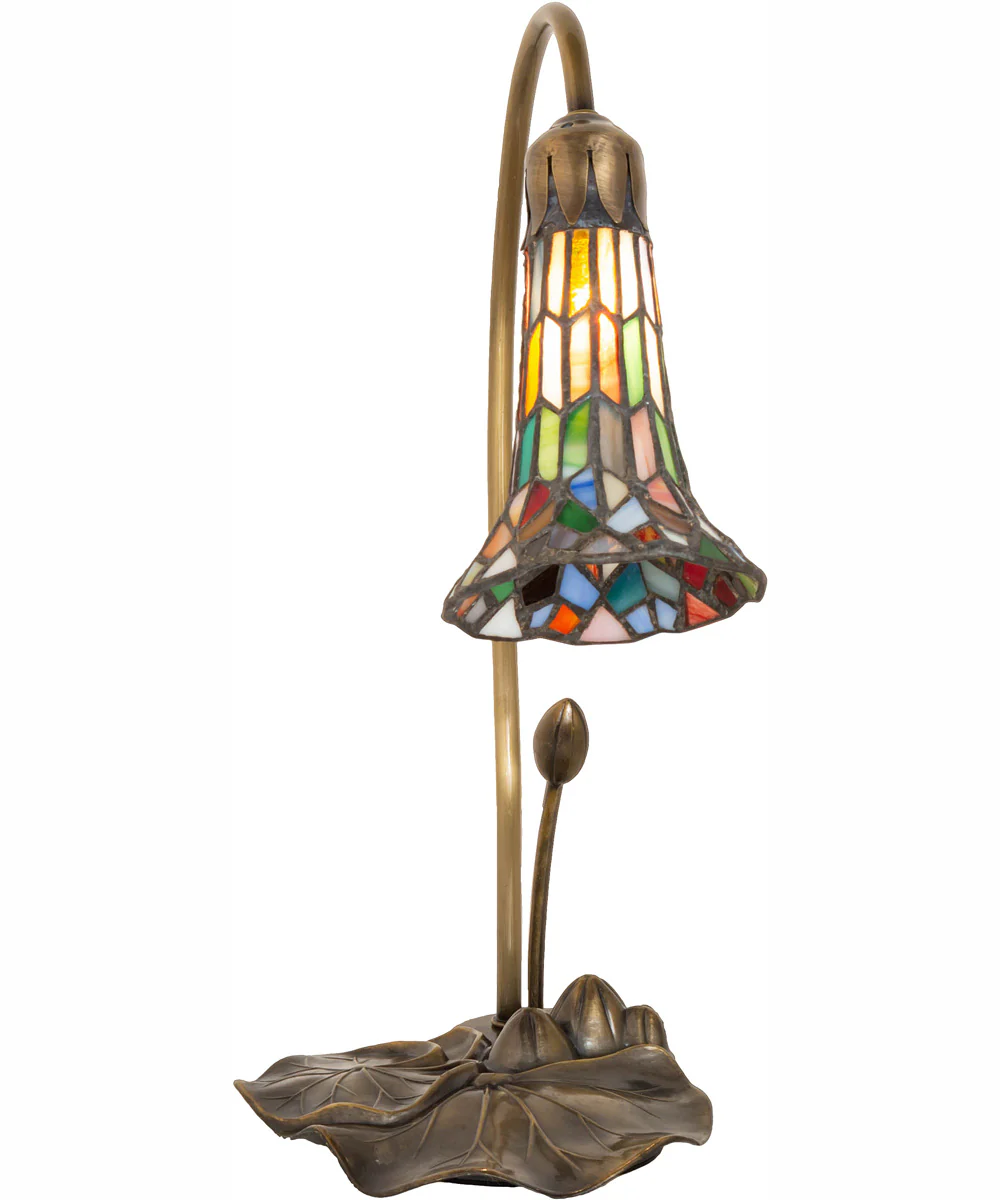 16" High Stained Glass Pond Lily Accent Lamp - Image 5
