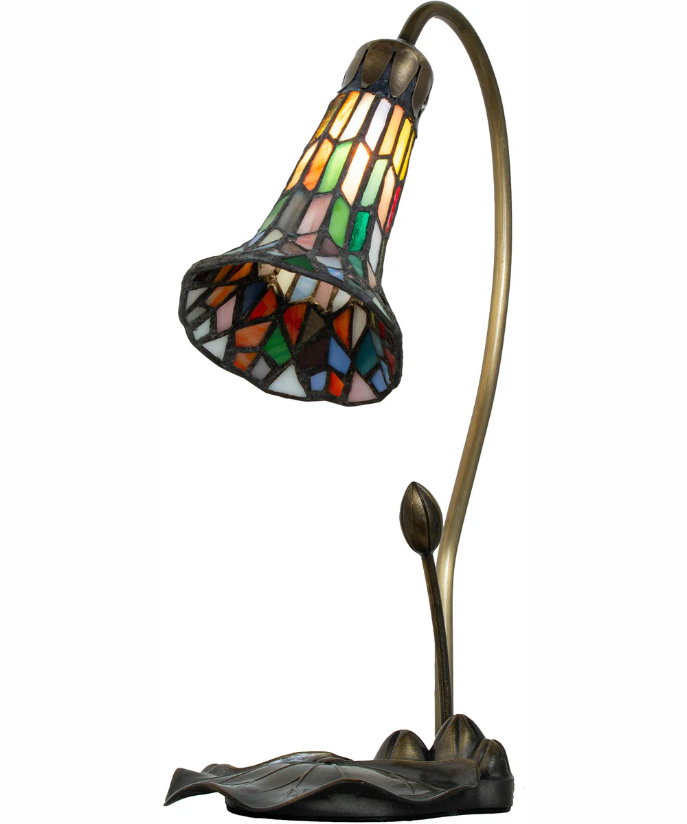 16" High Stained Glass Pond Lily Accent Lamp - Image 6