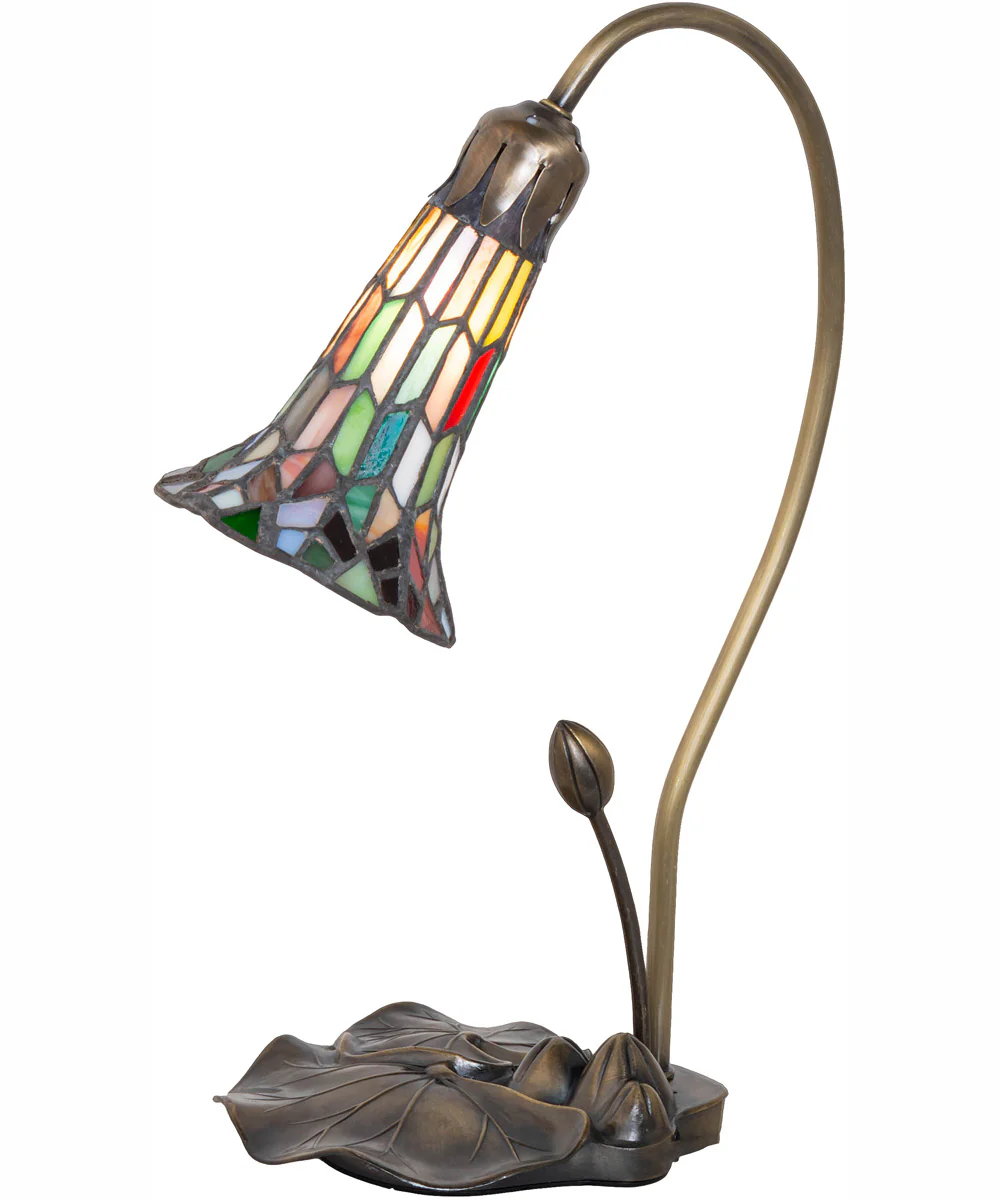 16" High Stained Glass Pond Lily Accent Lamp - Image 7