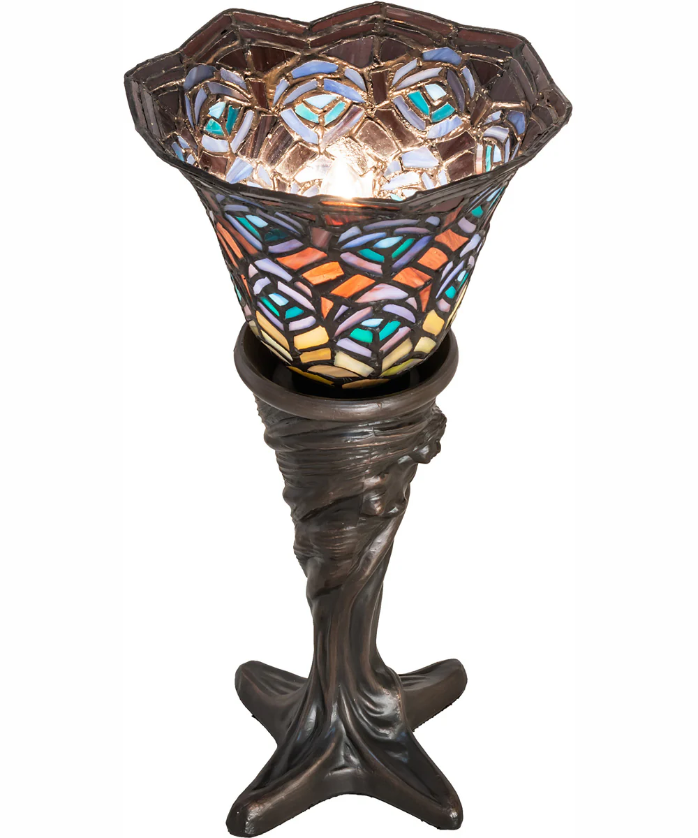 16" High Tiffany Peacock Feather Mini Lamp - Image 4