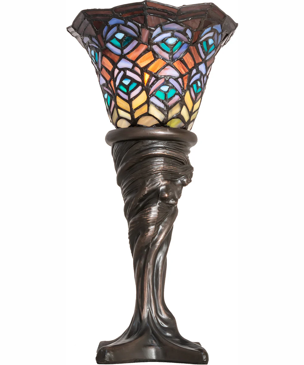 16" High Tiffany Peacock Feather Mini Lamp - Image 5
