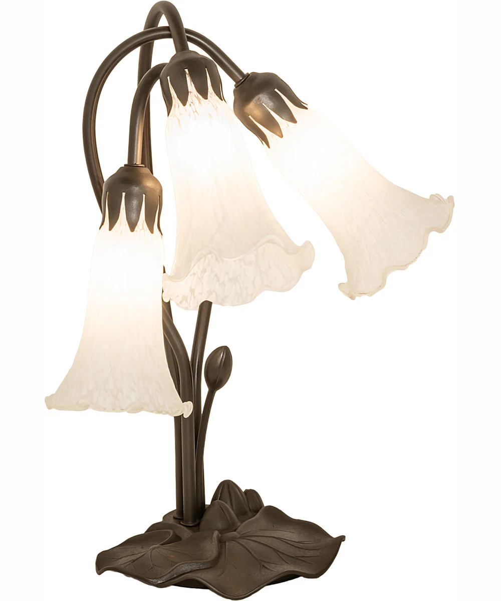 16" High White Tiffany Pond Lily 3 Light Accent Lamp