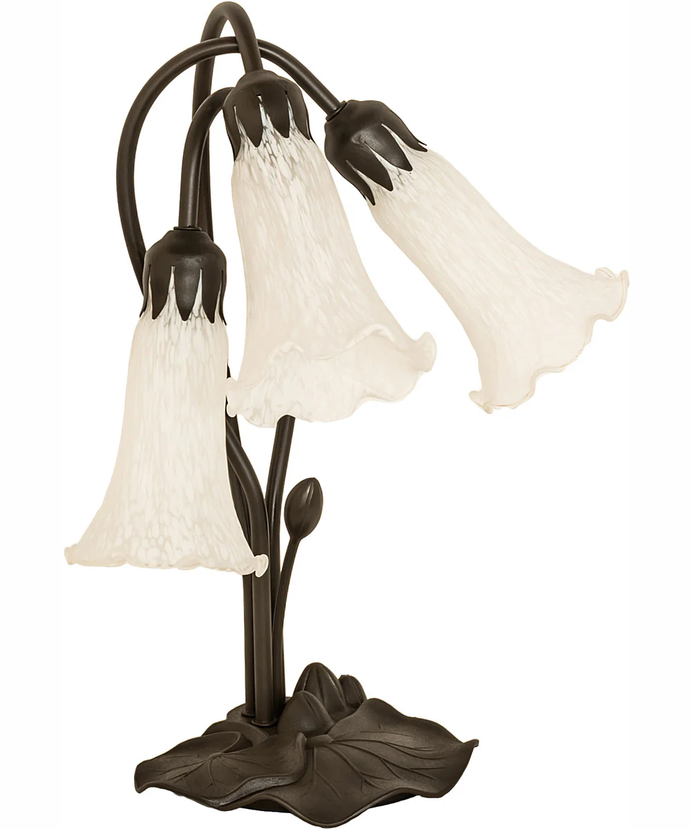 16" High White Tiffany Pond Lily 3 Light Accent Lamp - Image 3