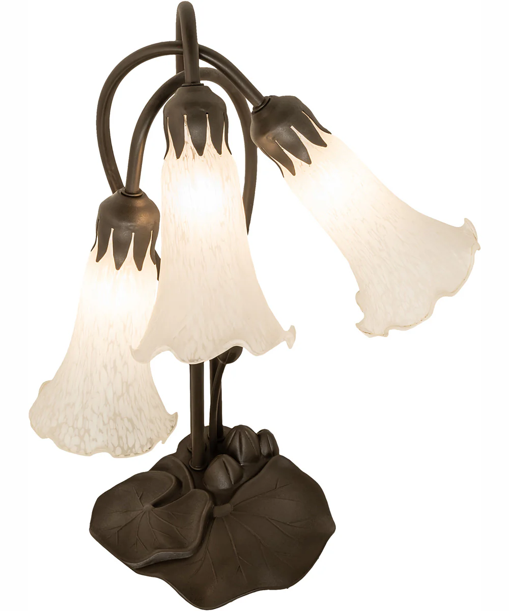 16" High White Tiffany Pond Lily 3 Light Accent Lamp - Image 4