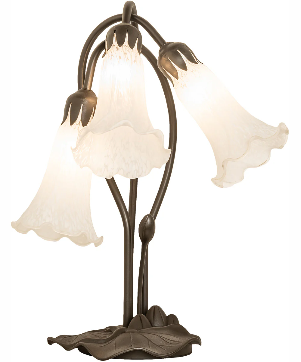 16" High White Tiffany Pond Lily 3 Light Accent Lamp - Image 5