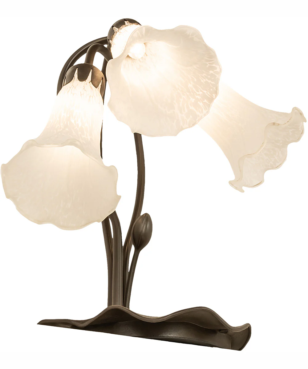16" High White Tiffany Pond Lily 3 Light Accent Lamp - Image 7