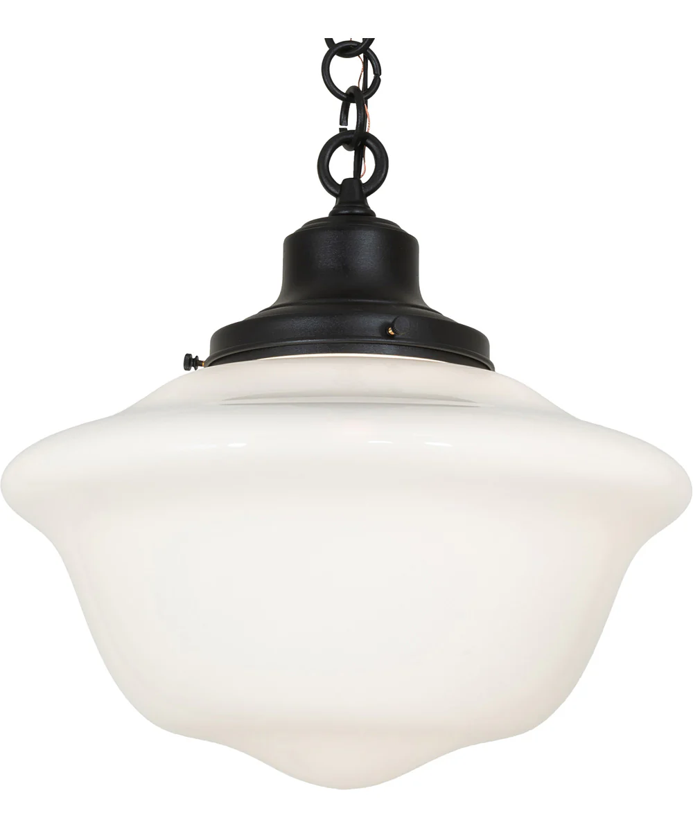 16" Wide Revival Schoolhouse W/Traditional Globe Pendant