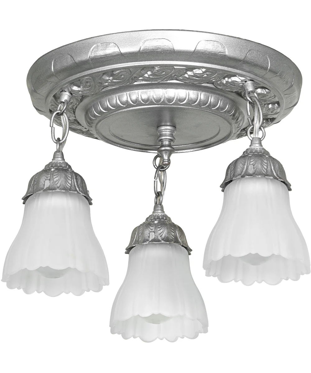 16" Wide Victorian Ruffle 3 Light Semi-Flushmount - Image 2