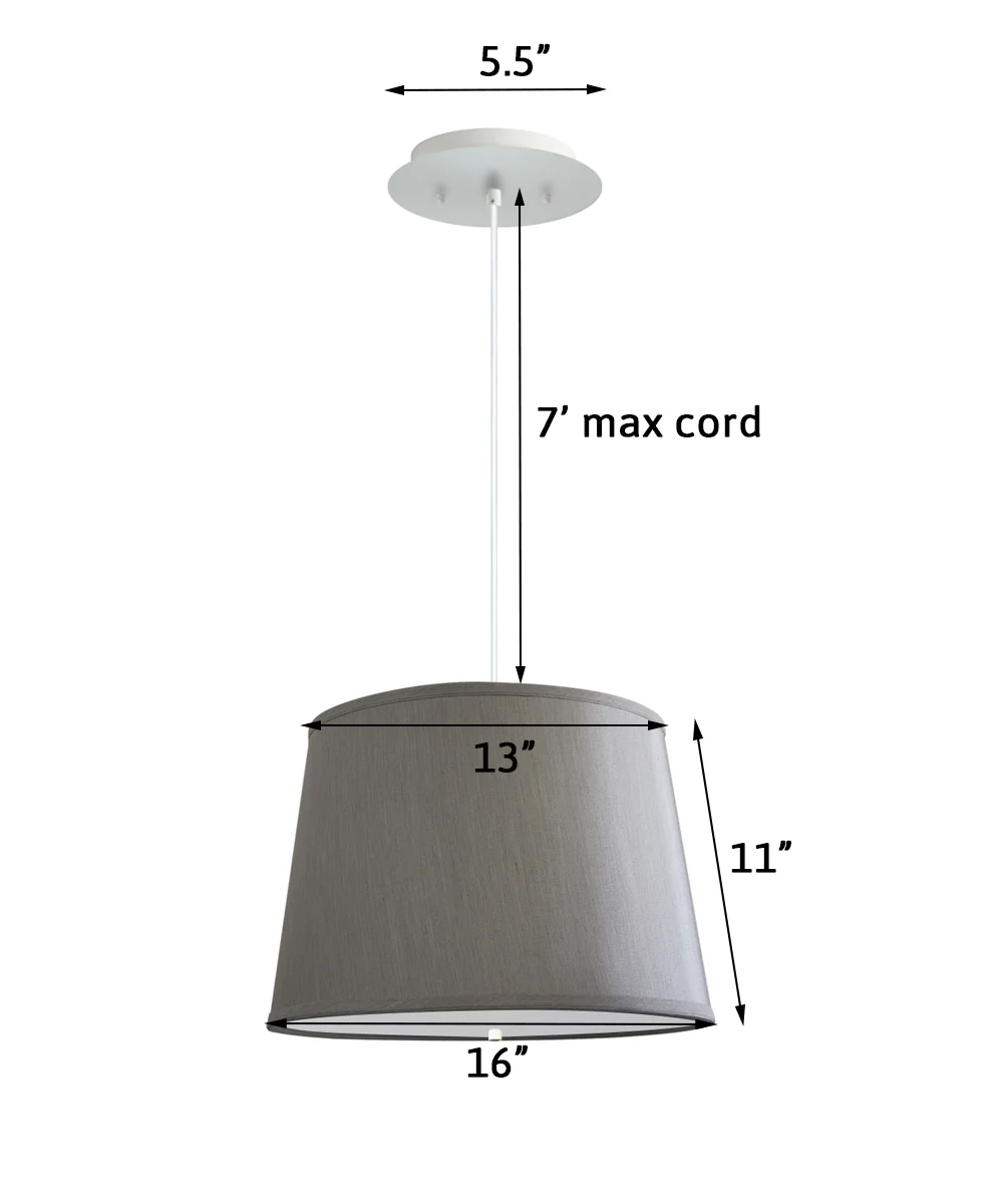 16" W 2 Light Pendant Bavarian Gray Shade with Diffuser, White Cord - Image 2