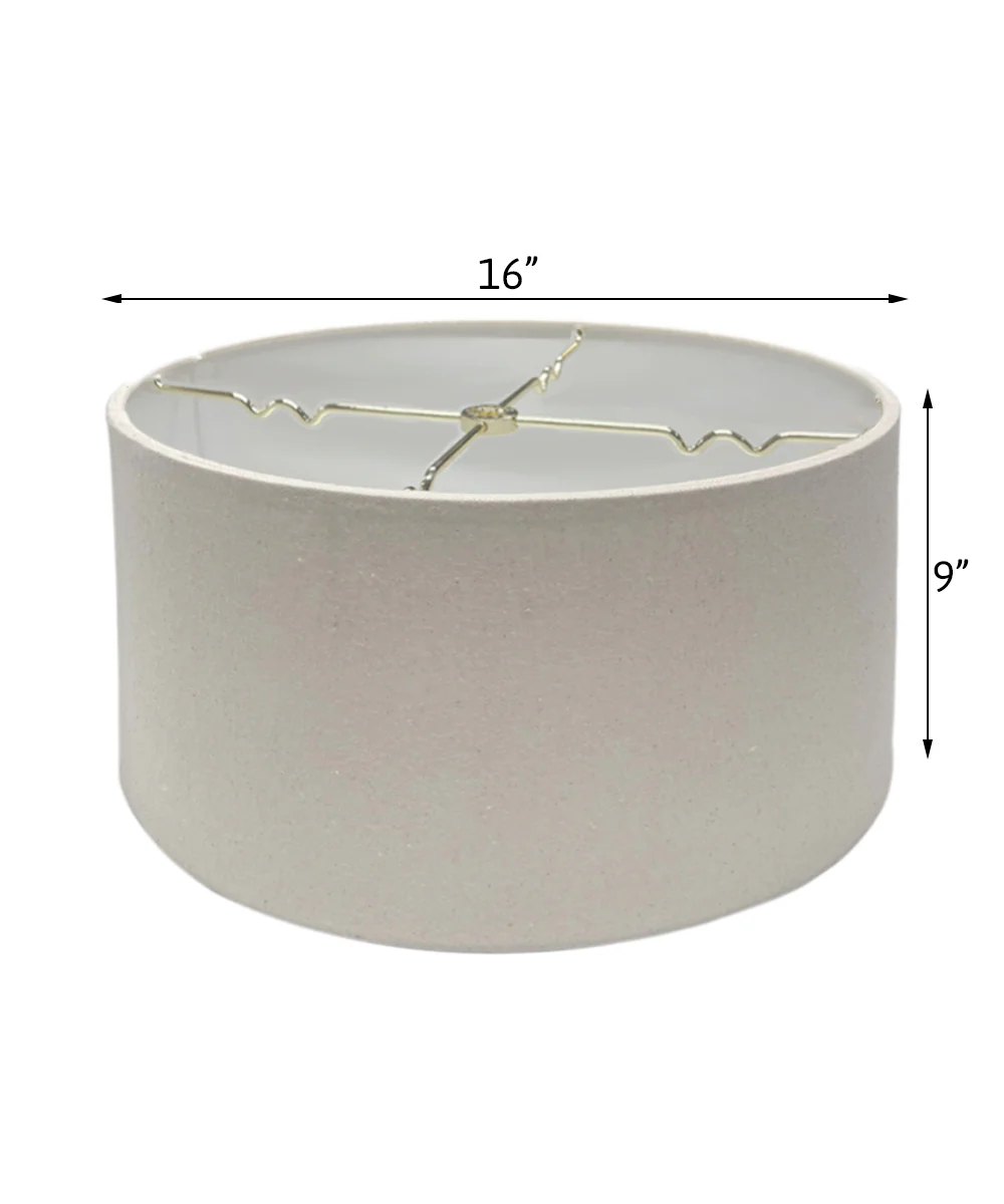 16x16x9 Hardback Shallow Drum Lampshade Light Oatmeal Linen Fabric - Image 3