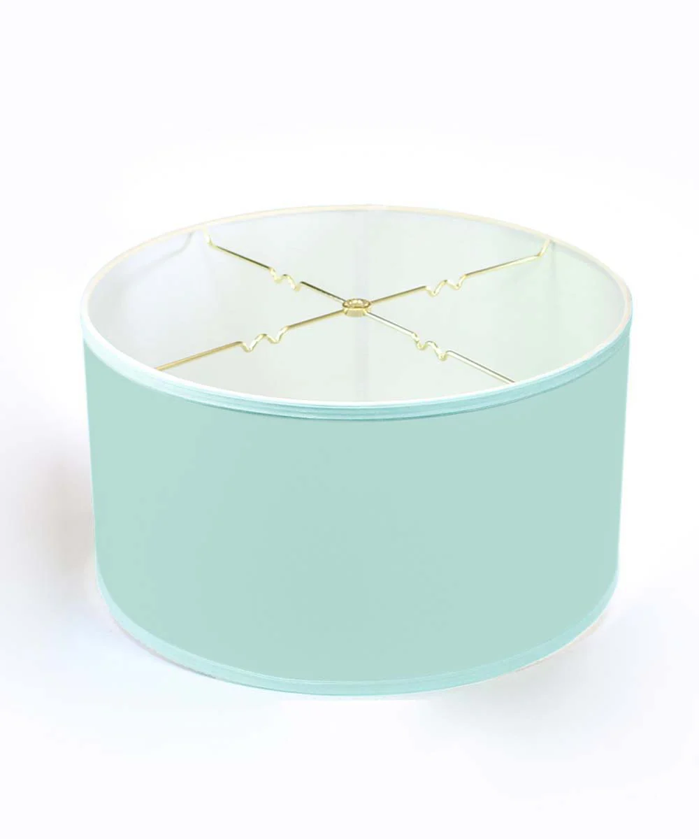16x16x9 Island Paradise Aqua Linen Hardback Shallow Drum Lampshade - Image 2