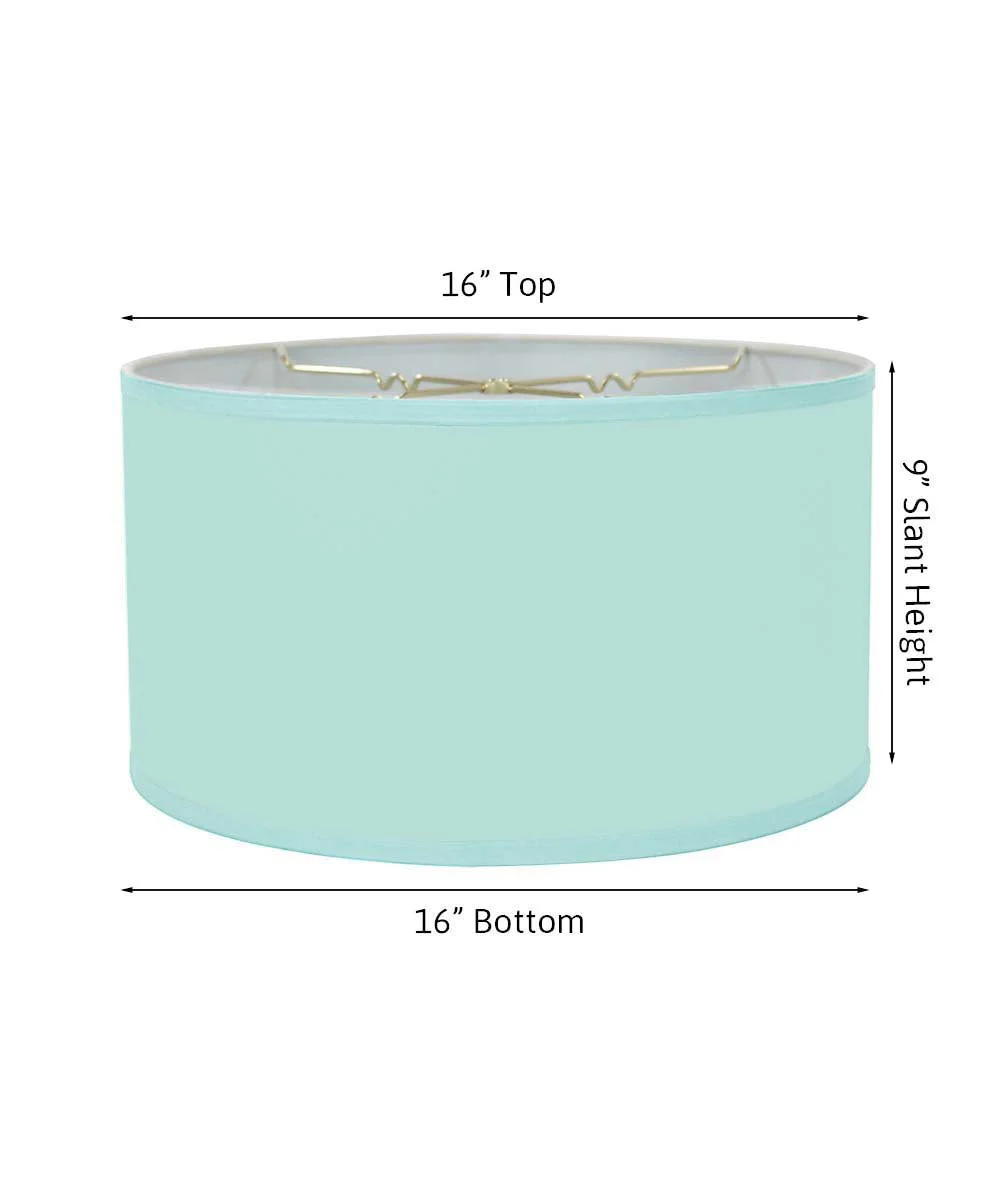 16x16x9 Island Paradise Aqua Linen Hardback Shallow Drum Lampshade - Image 3
