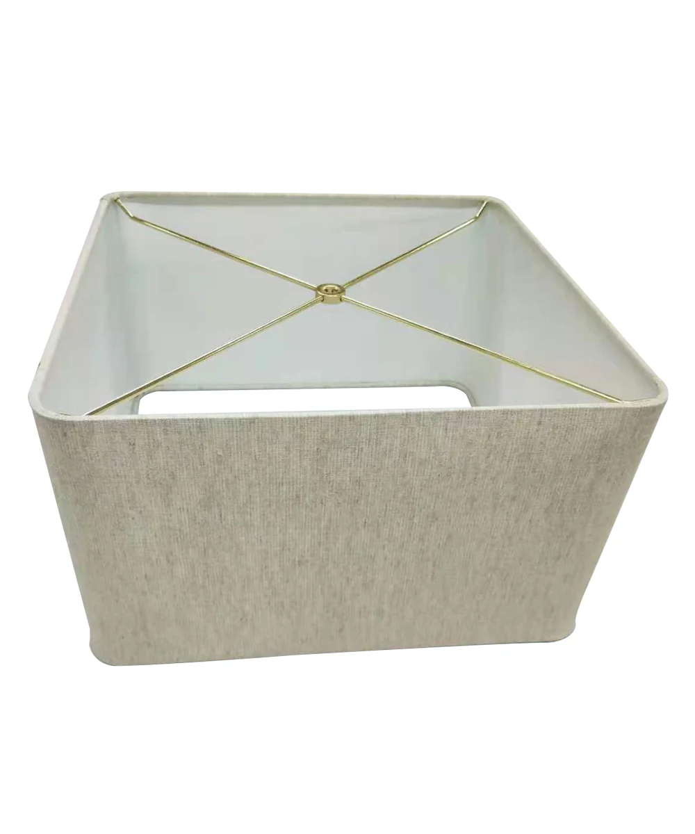 16x16x10 Rounded Corner Premiere Hardback Shallow Square Drum Lampshade Textured Oatmeal - Image 3