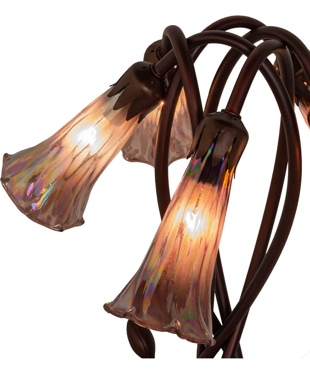 17" High Purple Iridescent Tiffany Pond Lily 5 Light Accent Lamp - Image 6