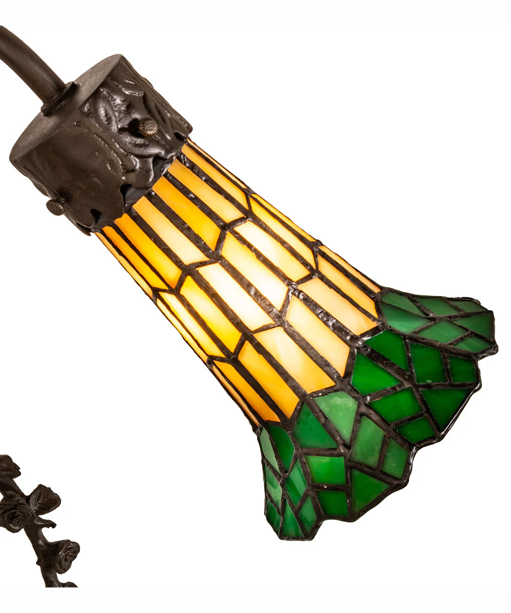 17" High Stained Glass Pond Lily 2 Light Trellis Girl Accent Lamp - Image 4