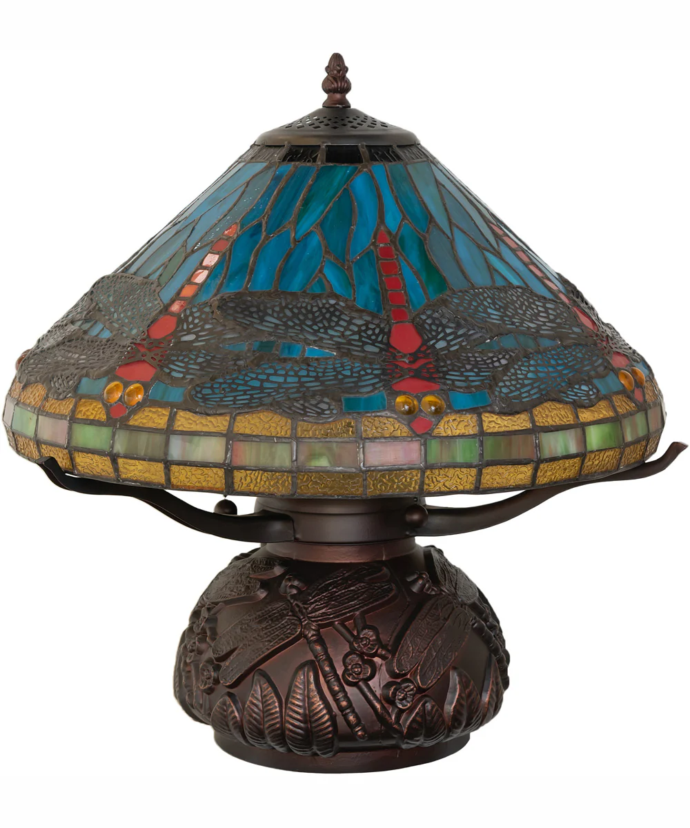 17" High Tiffany Dragonfly Table Lamp - Image 3