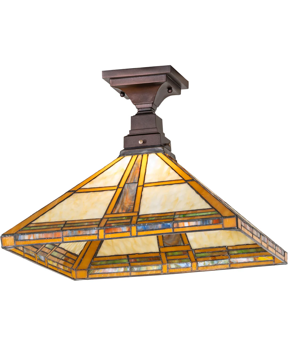 17" Square Prairie Straw Flushmount
