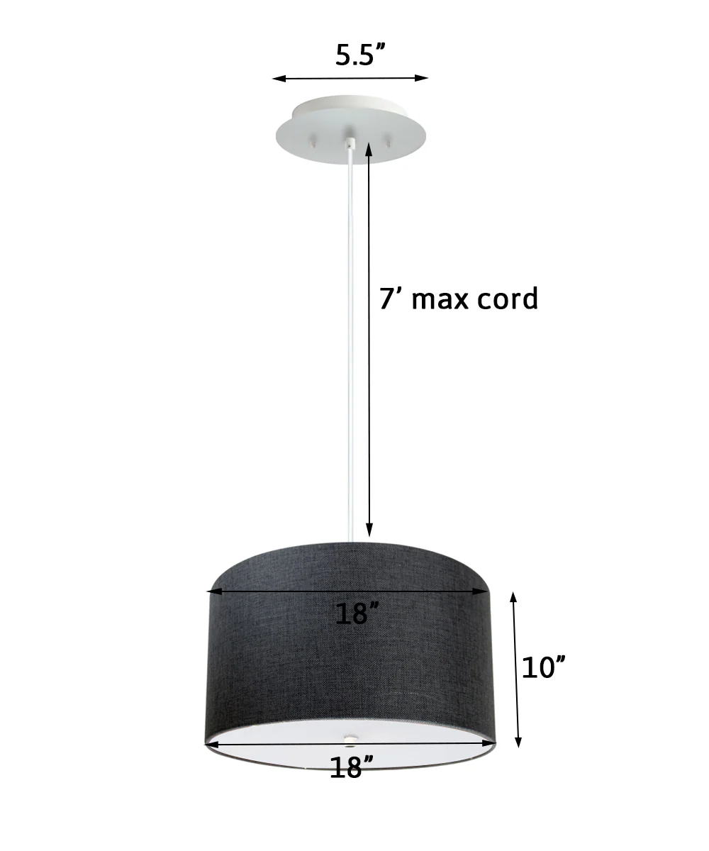 18" W 2 Light Pendant Granite Gray Shade with Diffuser, White Cord - Image 2