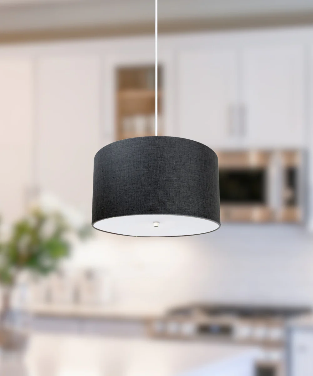 18" W 2 Light Pendant Granite Gray Shade with Diffuser, White Cord - Image 4