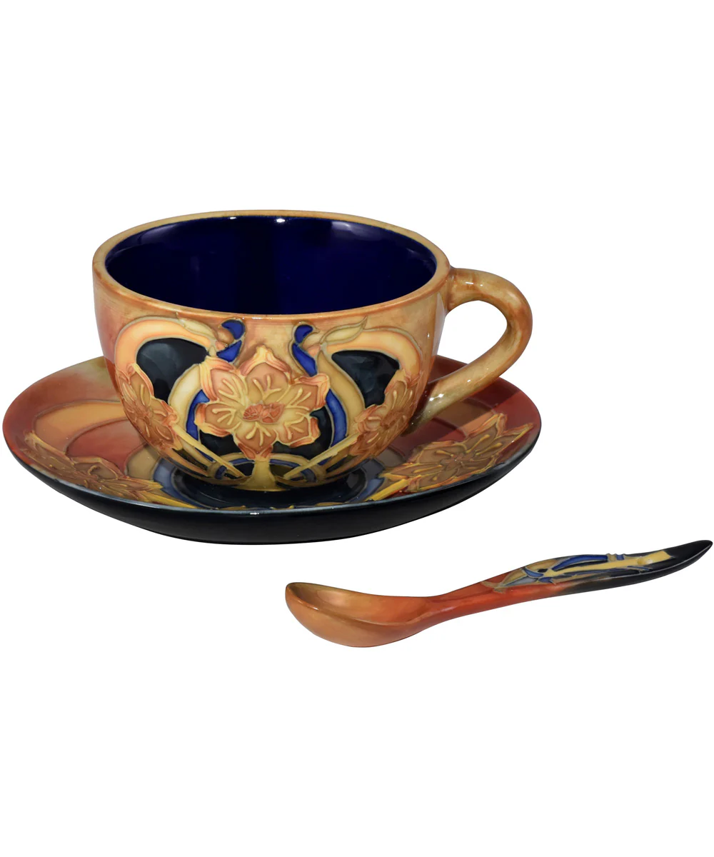 2.75 Inch H Pasque Flower Hand Painted Porcelain Cup And Saucer Set