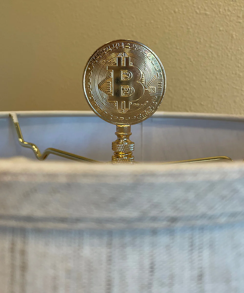 2.75"H Bitcoin Token Icon Polished Brass Finish Lamp Finial - Image 5