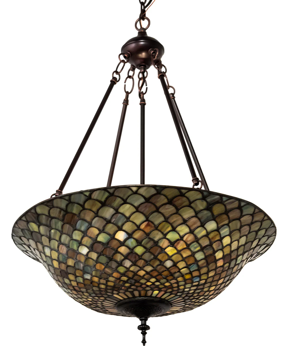 20" Wide Tiffany Fishscale Inverted Pendant - Image 8