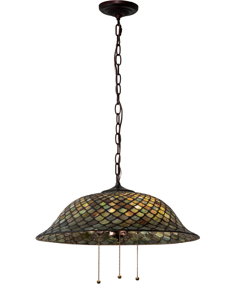 20" Wide Tiffany Fishscale Pendant - Image 8