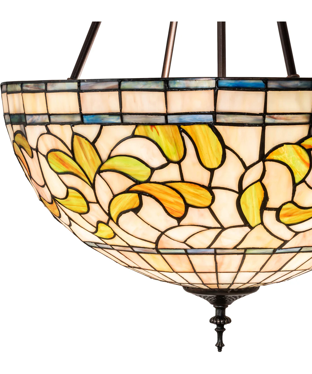 20" Wide Tiffany Turning Leaf Inverted Pendant - Image 6