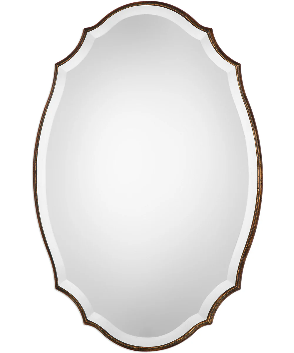 20x30" Shaped Bevel Mirror in Wood and Bronze and Gold