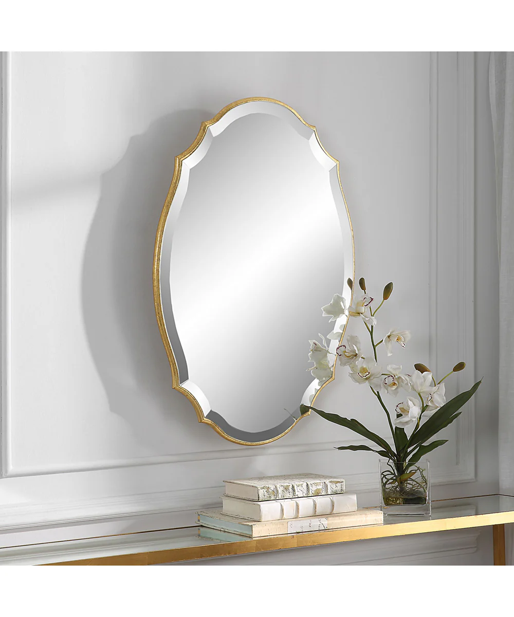 20x30" Wall Mirror Lightly Antiqued with Metallic Gold Leaf - Image 3