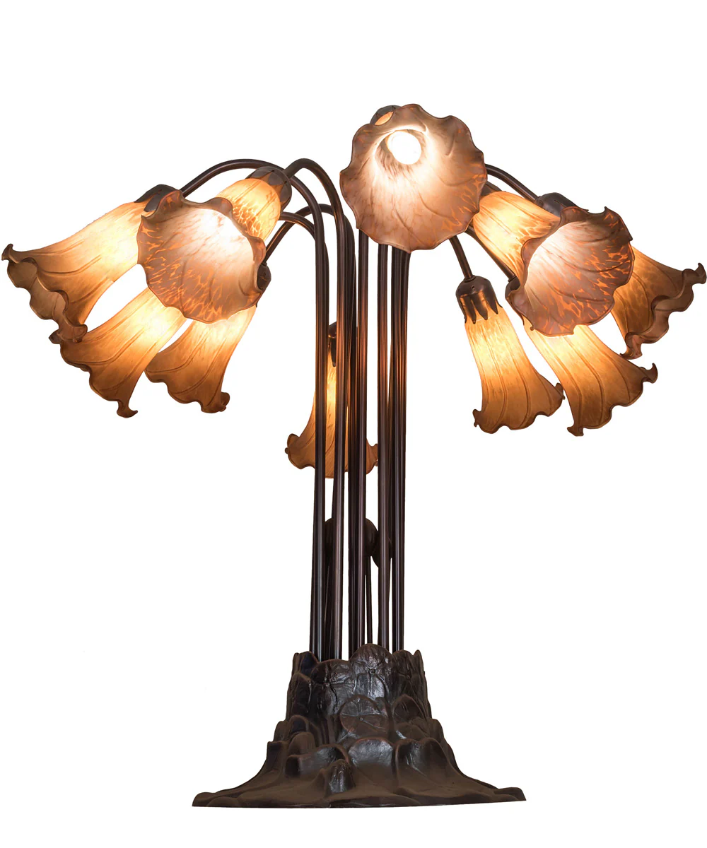 22"H Amber Pond Lily 10 Light Table Lamp - Image 5