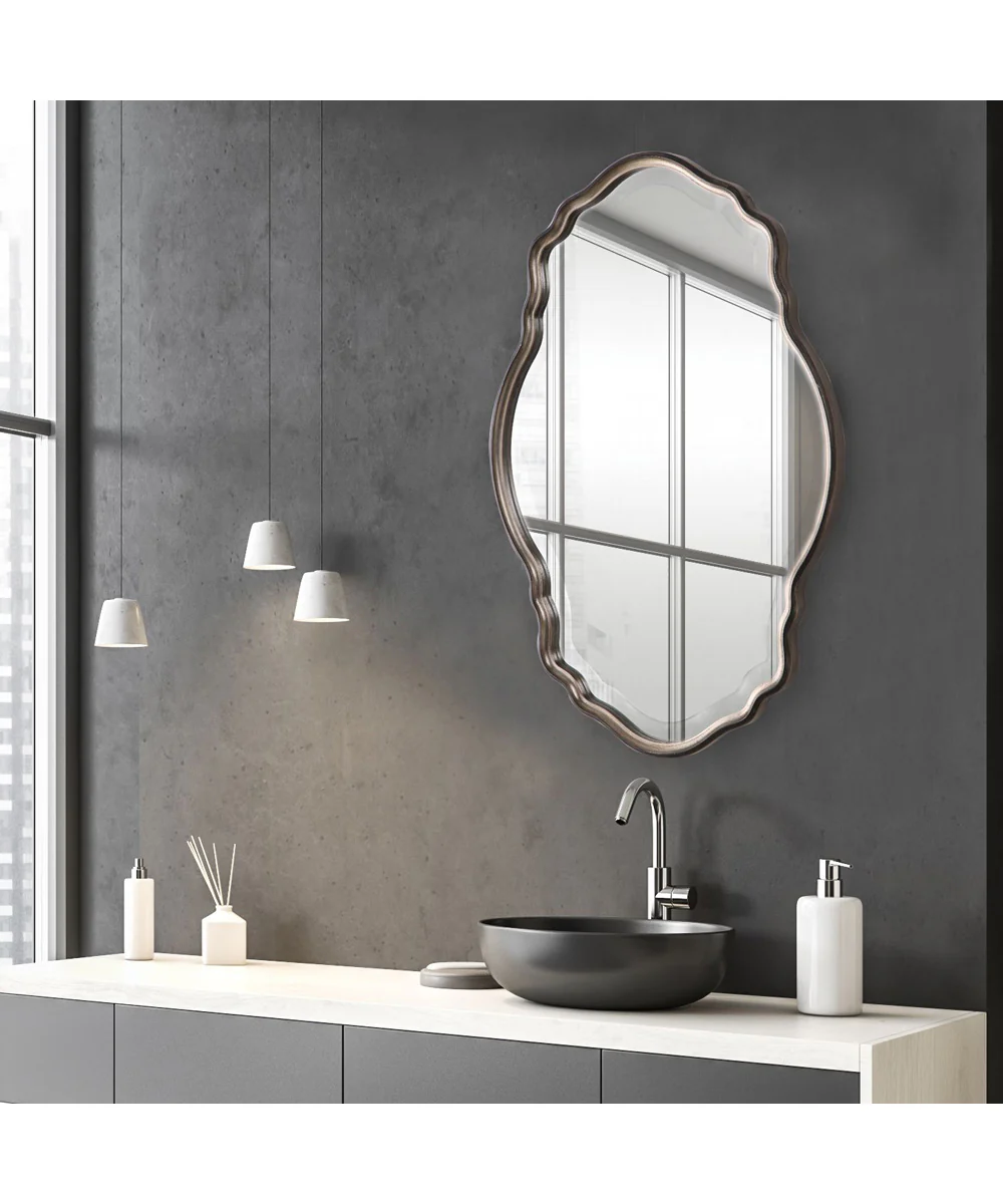 22x33" Wall Mirror Antiqued Silver Champagne and Dark Bronze - Image 2
