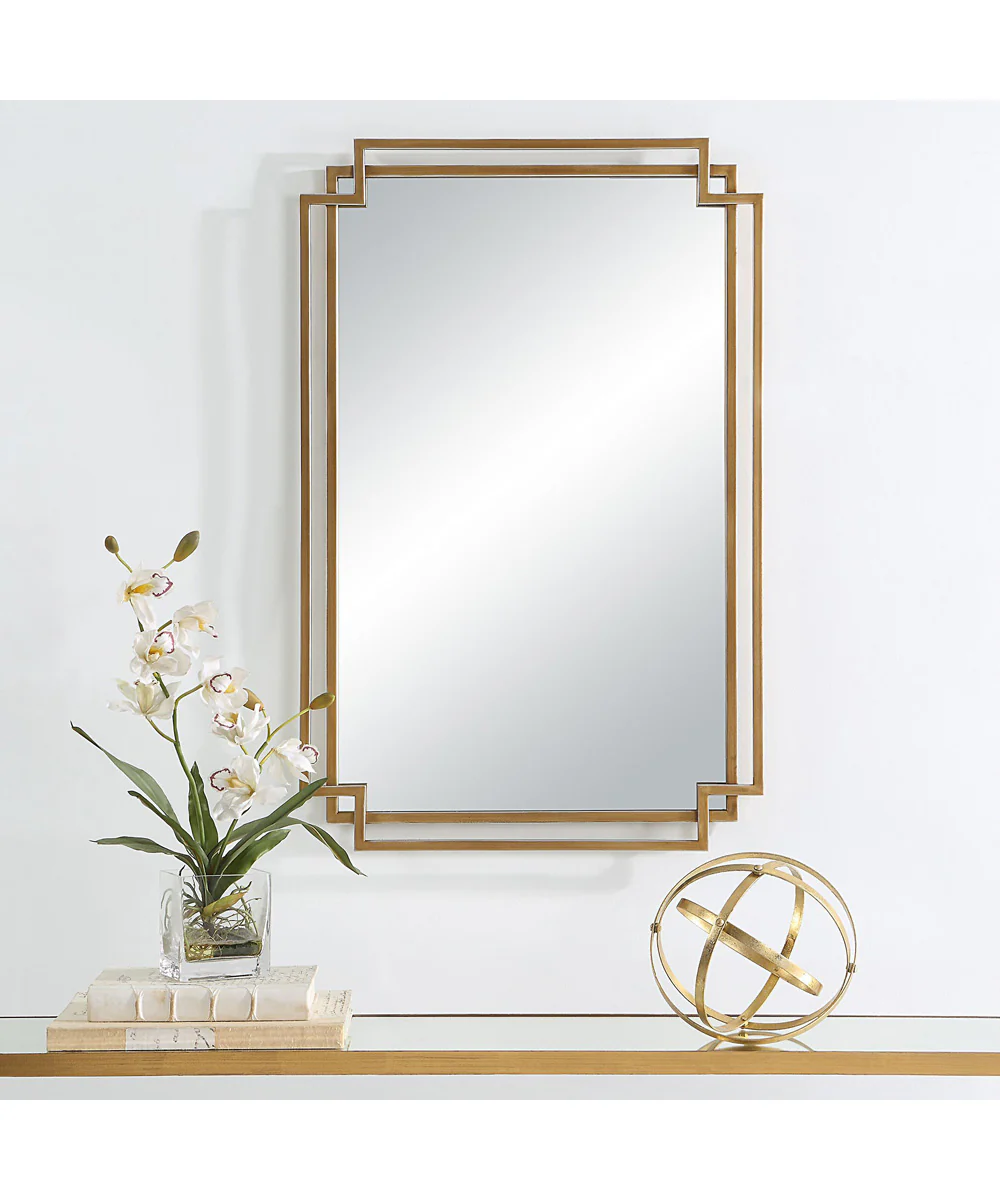 22x34" Wall Mirror in Brushed Gold with Subtle Silver - Image 2