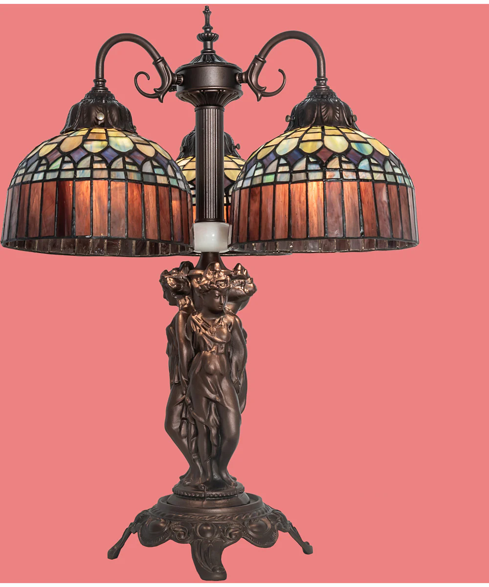 23" High Tiffany Candice 3 Light Table Lamp - Image 2